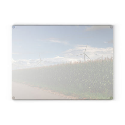 U R There Photography Gilford Road Corn Row I Rustic Farmhouse Tempered-Glass Cutting Board