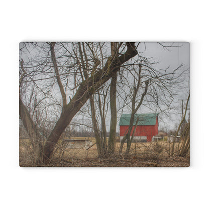 U R There Photography Daley Road Red II Rustic Farmhouse Tempered-Glass Cutting Board
