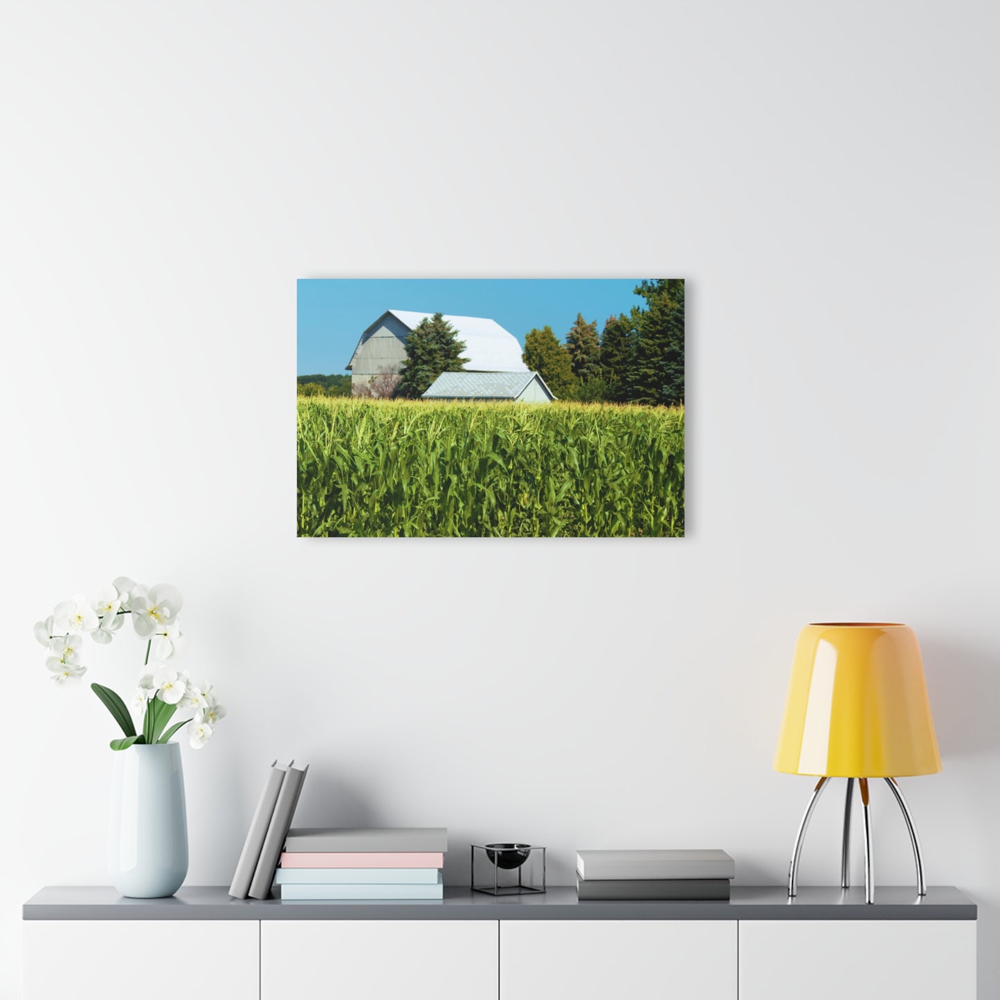 U R There Photography White Cornfield Barn Rustic Farmhouse Acrylic Wall Print