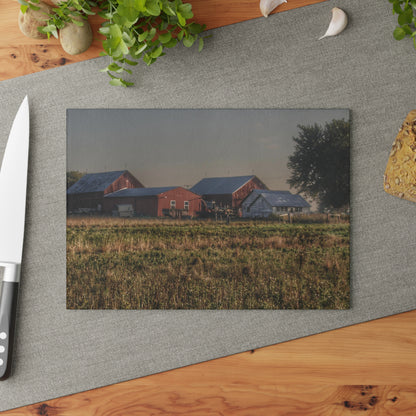 U R There Photography Shaw Road Farm Rustic Farmhouse Tempered-Glass Cutting Board