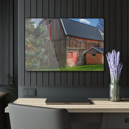 U R There Photography East Leonard Road Red Rustic Farmhouse Acrylic Wall Print