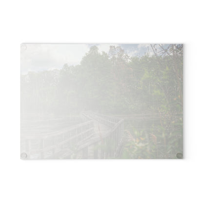U R There Photography Linear Park Bridge in Lapeer I Rustic Farmhouse Tempered-Glass Cutting Board
