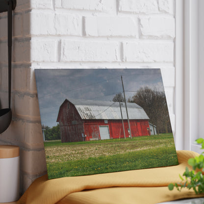 U R There Photography Coldwater Road Red I Rustic Farmhouse Tempered-Glass Cutting Board
