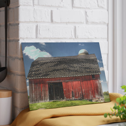 U R There Photography Hollenbeck Road Red III Rustic Farmhouse Tempered-Glass Cutting Board