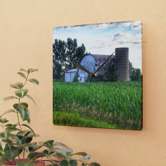 U R There Photography Genesee Road White Rustic Farmhouse Acrylic Analog Wall Clock