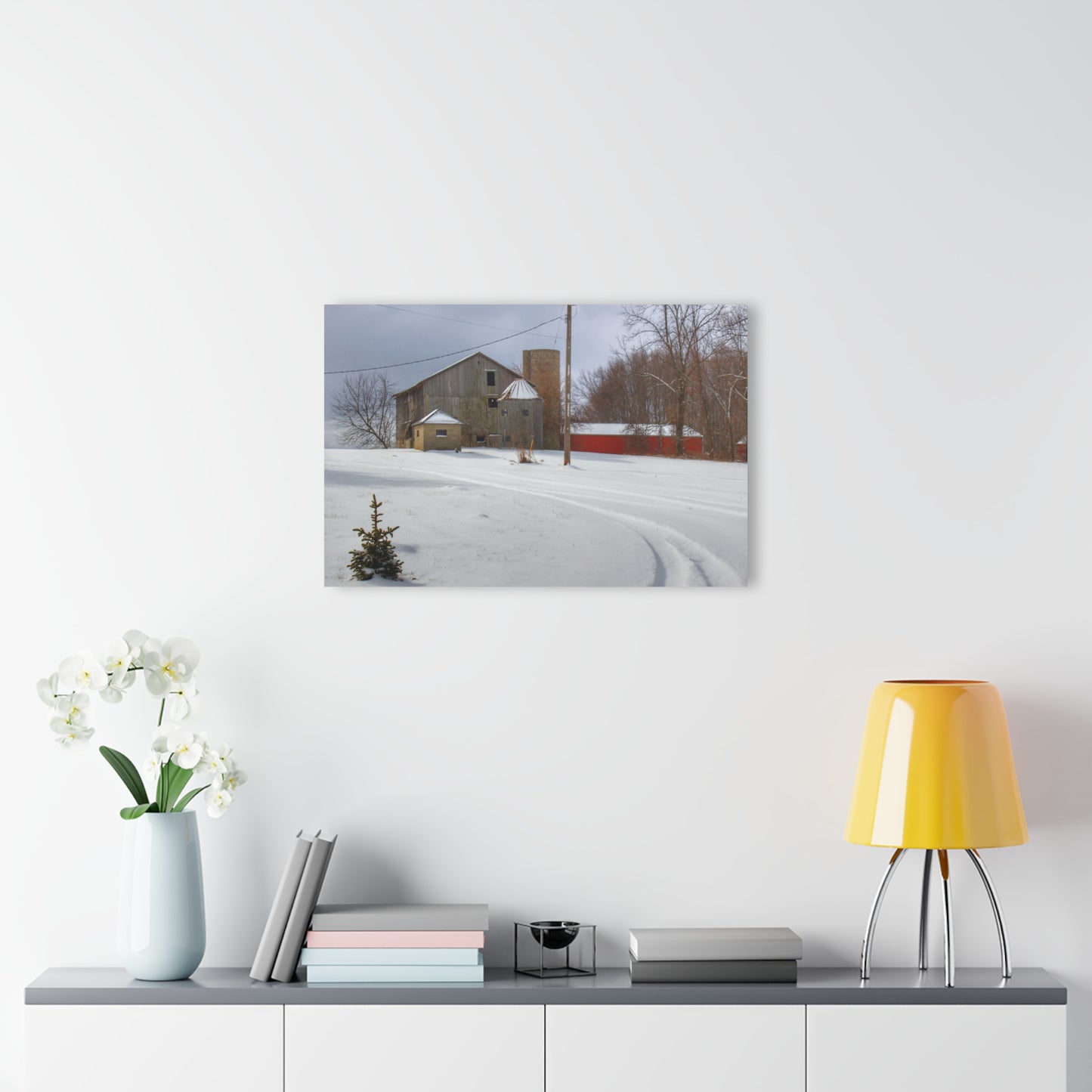 U R There Photography Hilltop Grey and Silo Rustic Farmhouse Acrylic Wall Print
