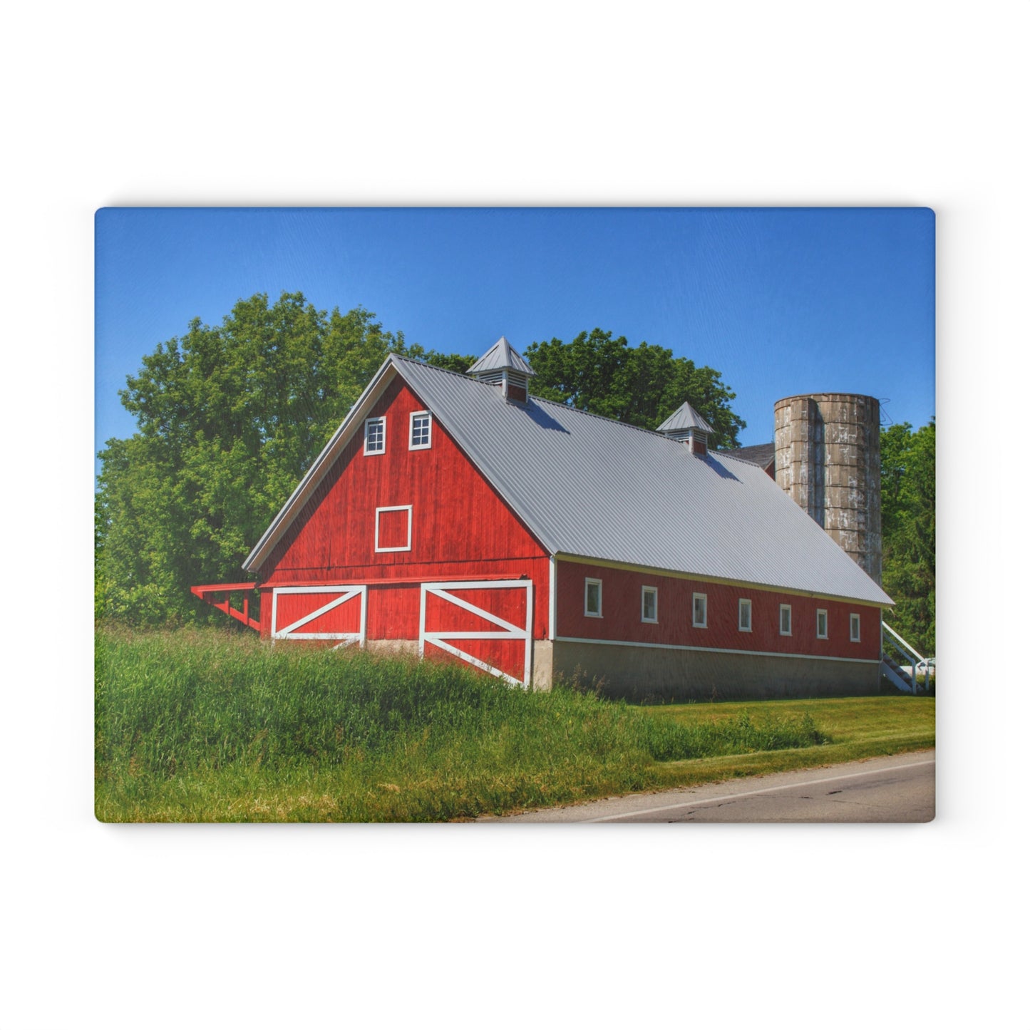 U R There Photography Metamora Red 2020 I Rustic Farmhouse Tempered-Glass Cutting Board