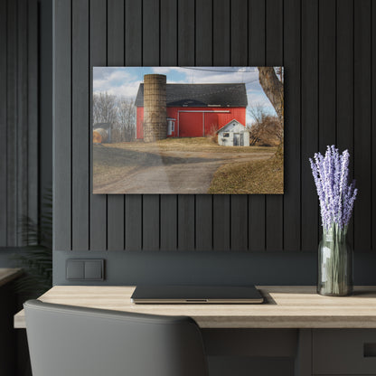 U R There Photography Mayville Road Red and Silo Rustic Farmhouse Acrylic Wall Print
