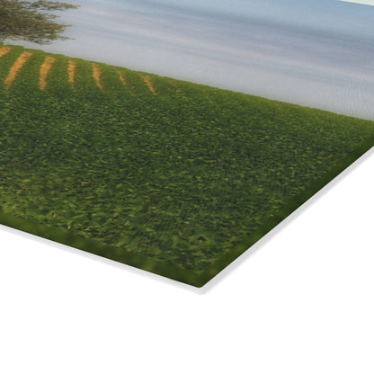 U R There Photography Tree Overlooking Farm Field Rustic Farmhouse Tempered-Glass Cutting Board