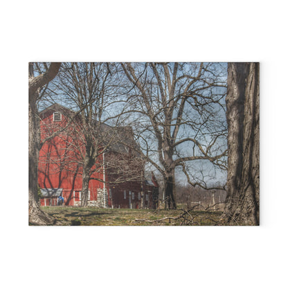 U R There Photography Hill Road Red Rustic Farmhouse Tempered-Glass Cutting Board