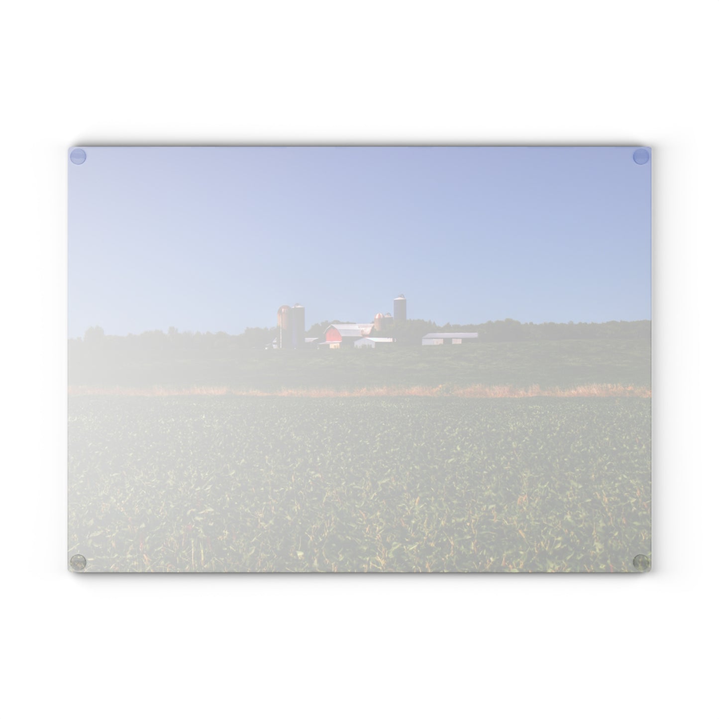 U R There Photography Otter Lake Road Farm Across the Field Rustic Farmhouse Tempered-Glass Cutting Board