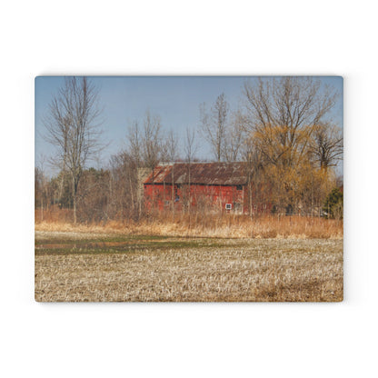 U R There Photography Hidden Scotch Settlement Red Rustic Farmhouse Tempered-Glass Cutting Board