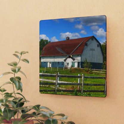 U R There Photography Beyond the Fence on Clark Road Rustic Farmhouse Acrylic Analog Wall Clock