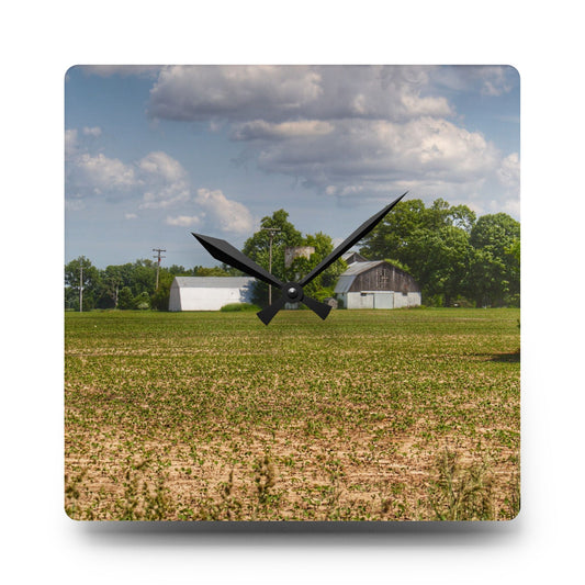 U R There Photography Willard Road White Rustic Farmhouse Acrylic Analog Wall Clock 10.75'' × 10.75'' (Square)