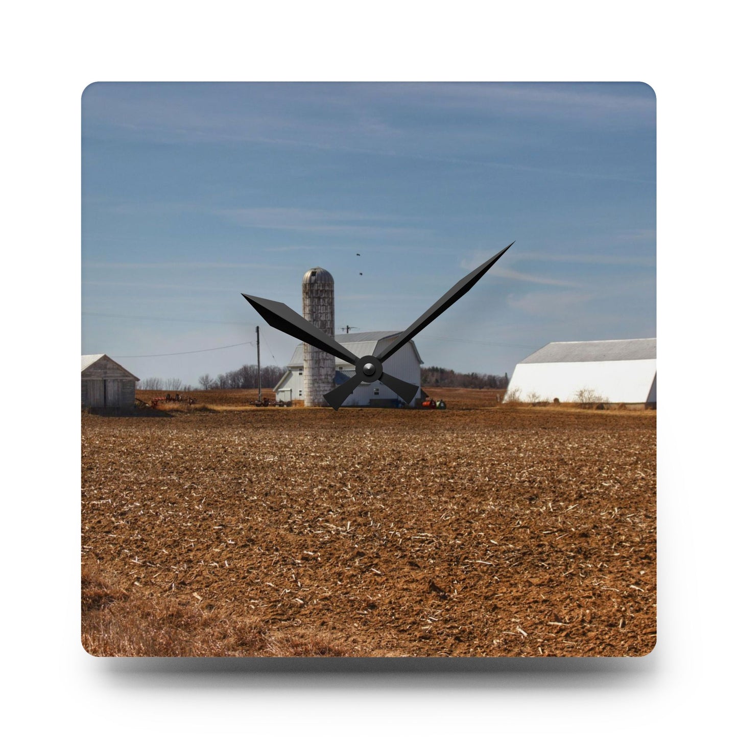 U R There Photography Colling Whites Rustic Farmhouse Acrylic Analog Wall Clock