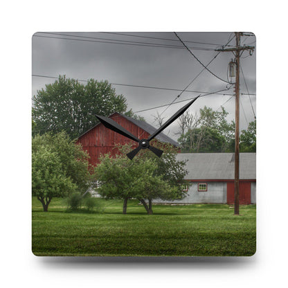 U R There Photography Hidden Red of M-24 Rustic Farmhouse Acrylic Analog Wall Clock