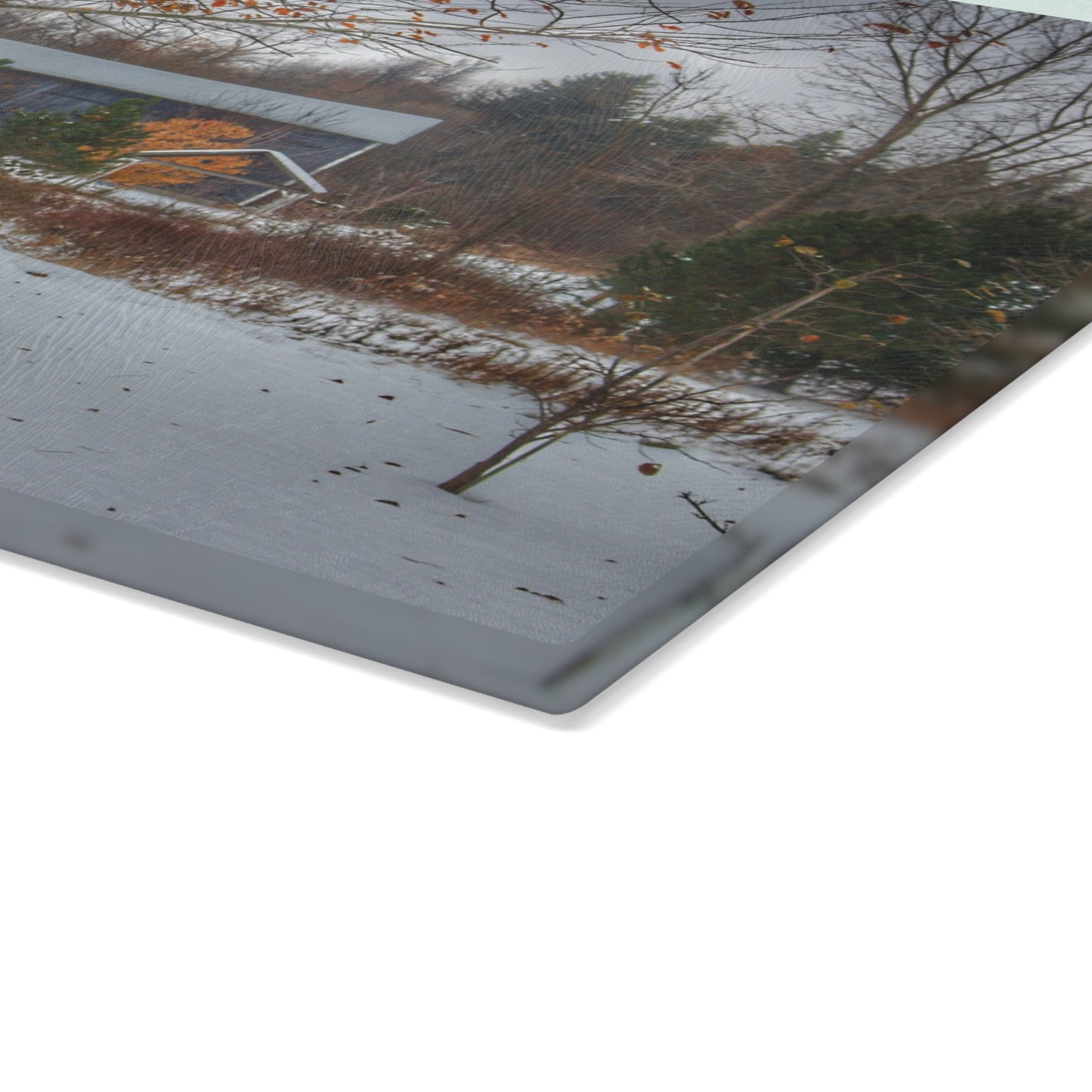 U R There Photography Oregon Road Blue Rustic Farmhouse Tempered-Glass Cutting Board