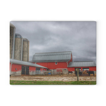 U R There Photography Daley Road Cow Barn Rustic Farmhouse Tempered-Glass Cutting Board