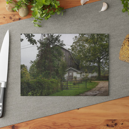 U R There Photography Noble Road Hidden Grey Rustic Farmhouse Tempered-Glass Cutting Board