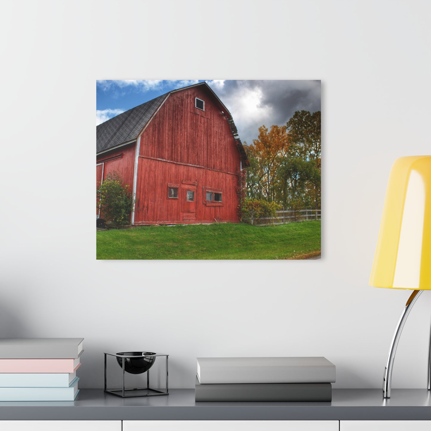 U R There Photography Hegal Road Old Red II Rustic Farmhouse Acrylic Wall Print