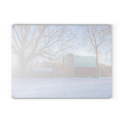 U R There Photography Webster Road Red I Rustic Farmhouse Tempered-Glass Cutting Board
