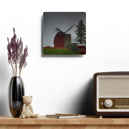 U R There Photography Beyond the Fog on Haines Rustic Farmhouse Acrylic Analog Wall Clock