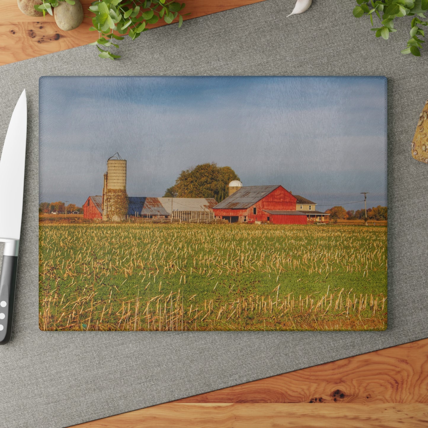 U R There Photography Maple Valley Farm Rustic Farmhouse Tempered-Glass Cutting Board