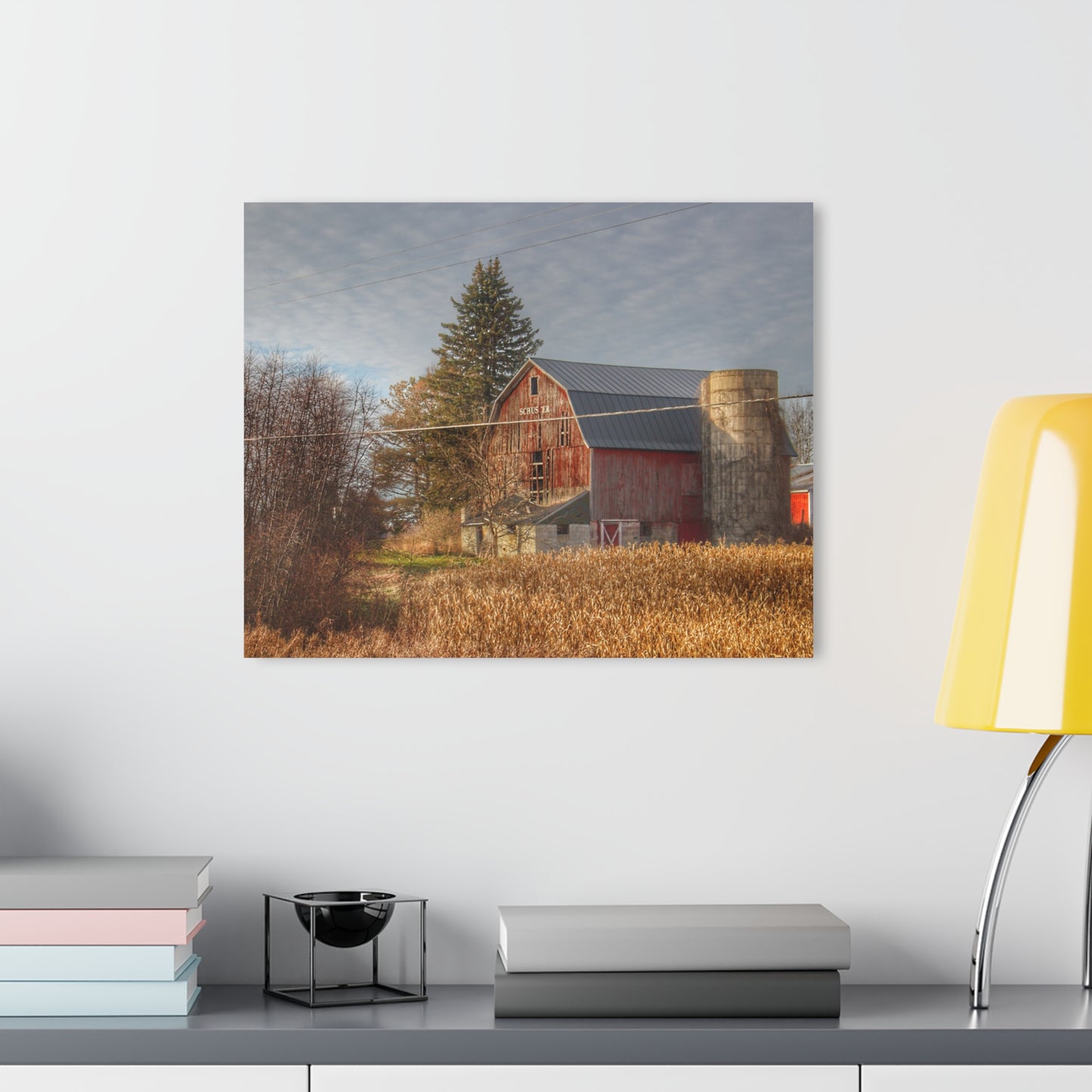 U R There Photography Otter Lake Road Red I Rustic Farmhouse Acrylic Wall Print