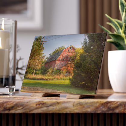 U R There Photography Belle River Red I Rustic Farmhouse Decorative Ceramic Tile