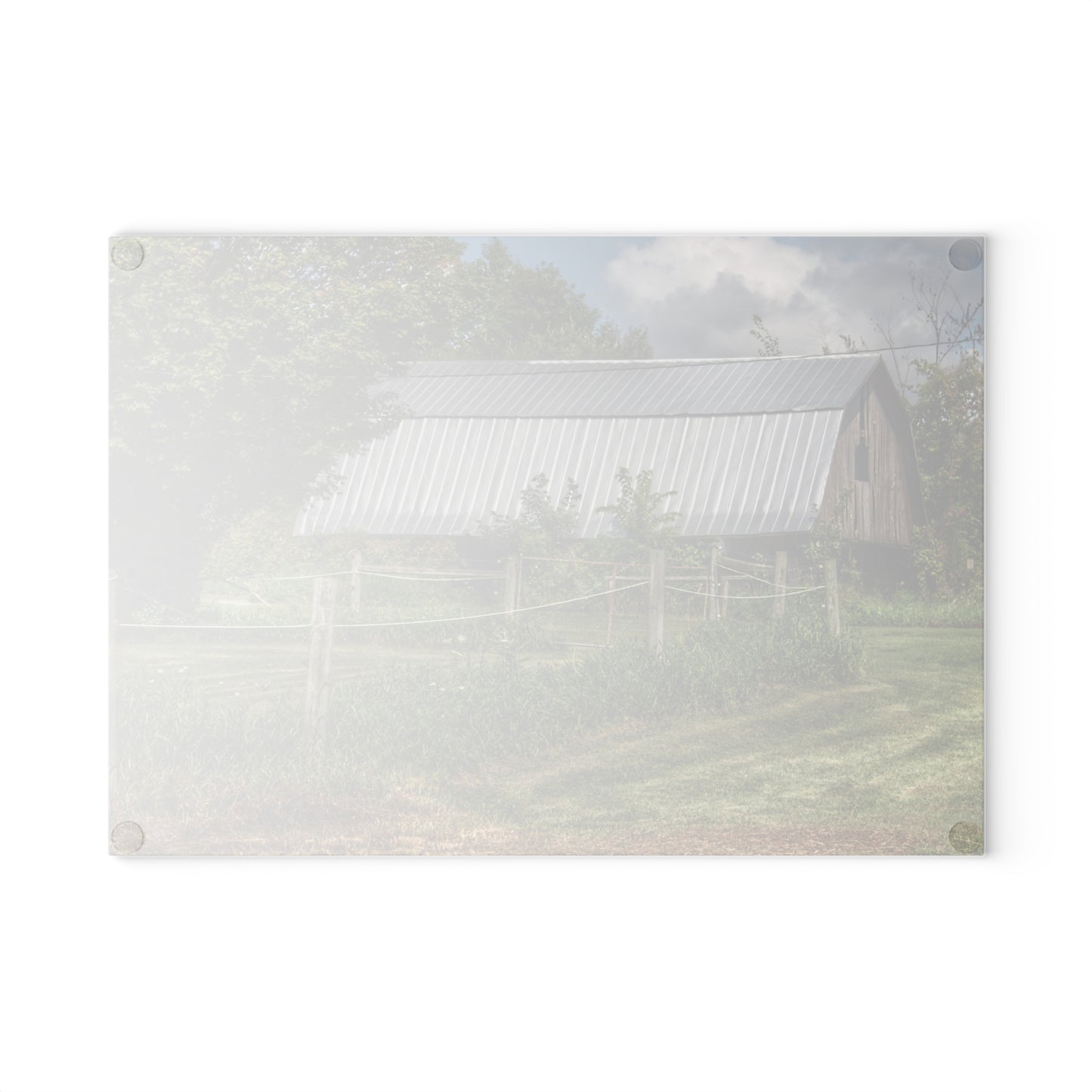 U R There Photography Old Roadside Grey Rustic Farmhouse Tempered-Glass Cutting Board