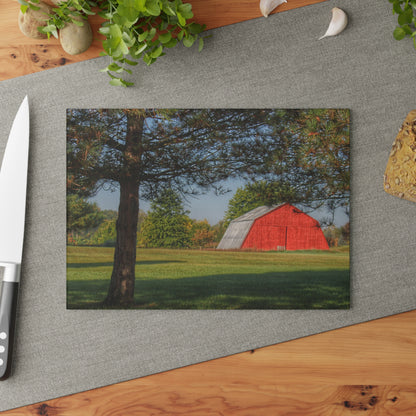 U R There Photography Peppermill Road Hidden Red Rustic Farmhouse Tempered-Glass Cutting Board