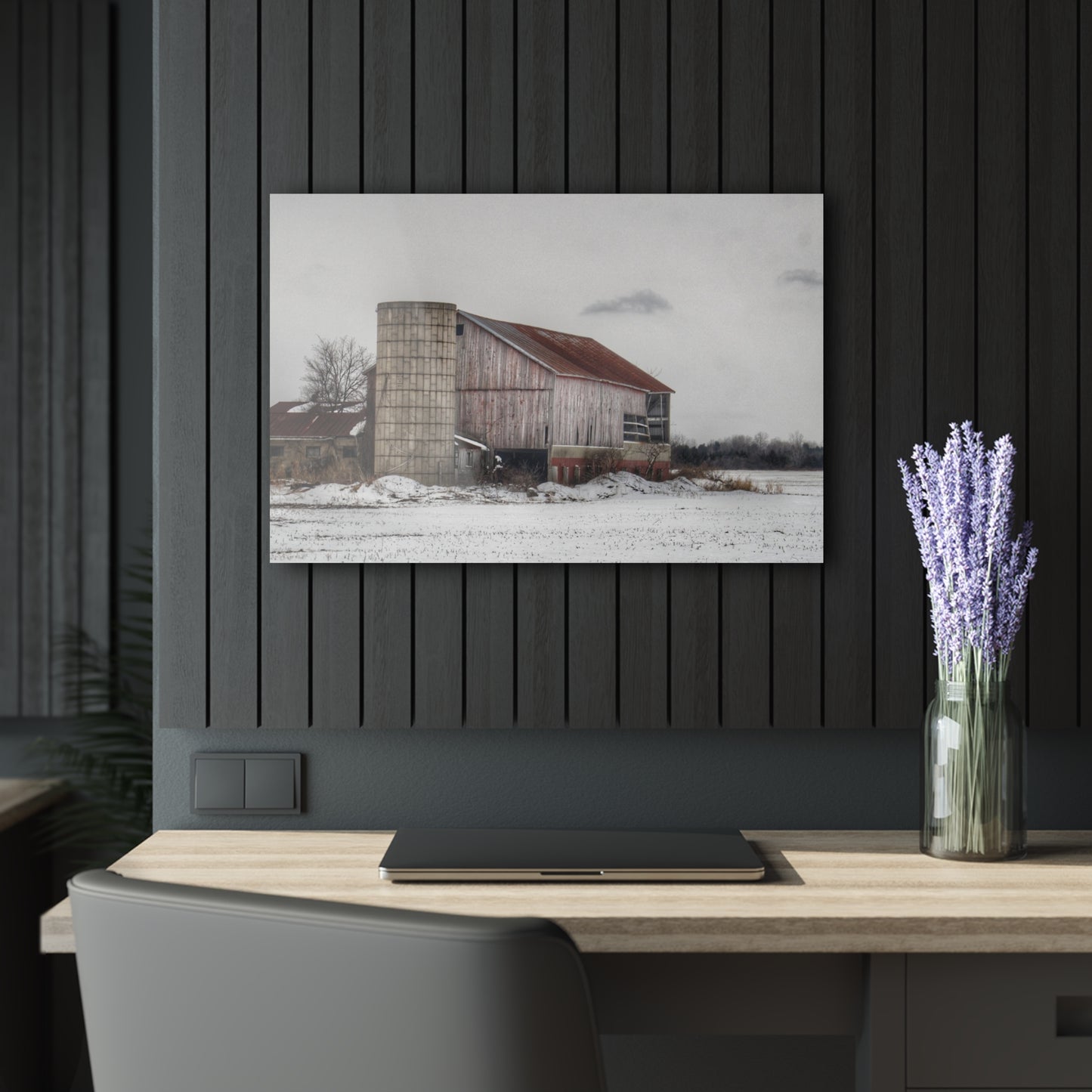 U R There Photography Babcock Road Grey Rustic Farmhouse Acrylic Wall Print