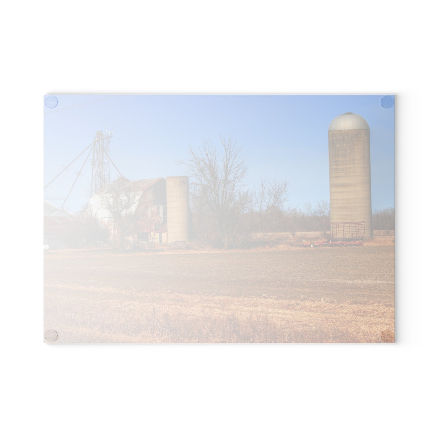 U R There Photography North Cemetery Roads Forgotten Grey Rustic Farmhouse Tempered-Glass Cutting Board