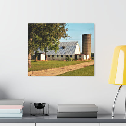 U R There Photography White Barn and Silo Rustic Farmhouse Acrylic Wall Print