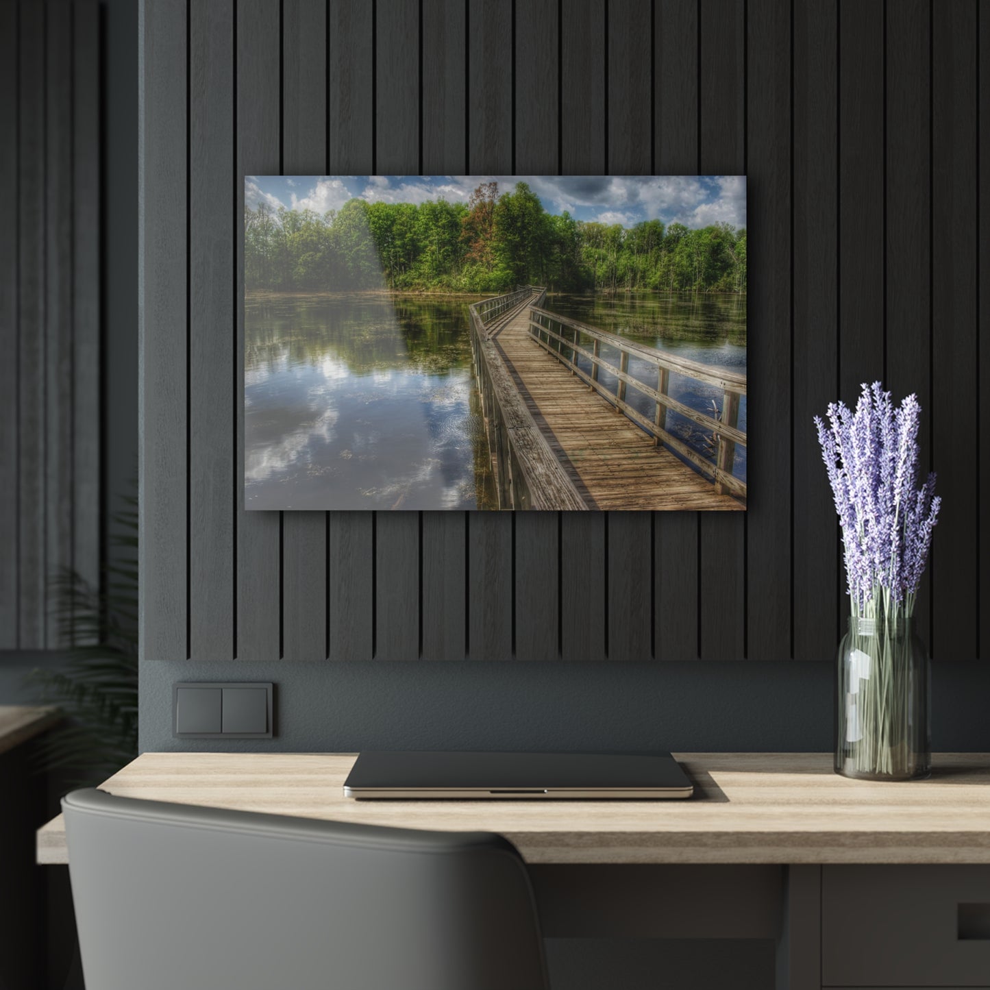 U R There Photography Linear Park Bridge in Lapeer III Rustic Farmhouse Acrylic Wall Print