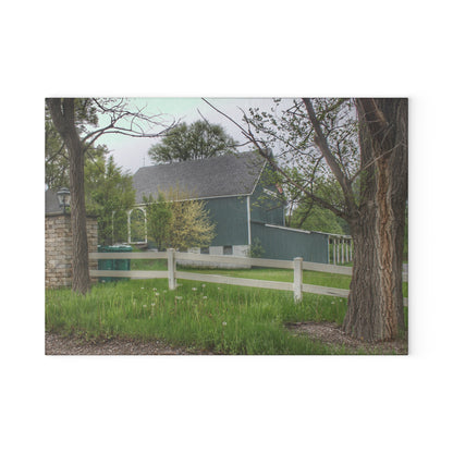 U R There Photography Lake George Road Fox Green Rustic Farmhouse Tempered-Glass Cutting Board
