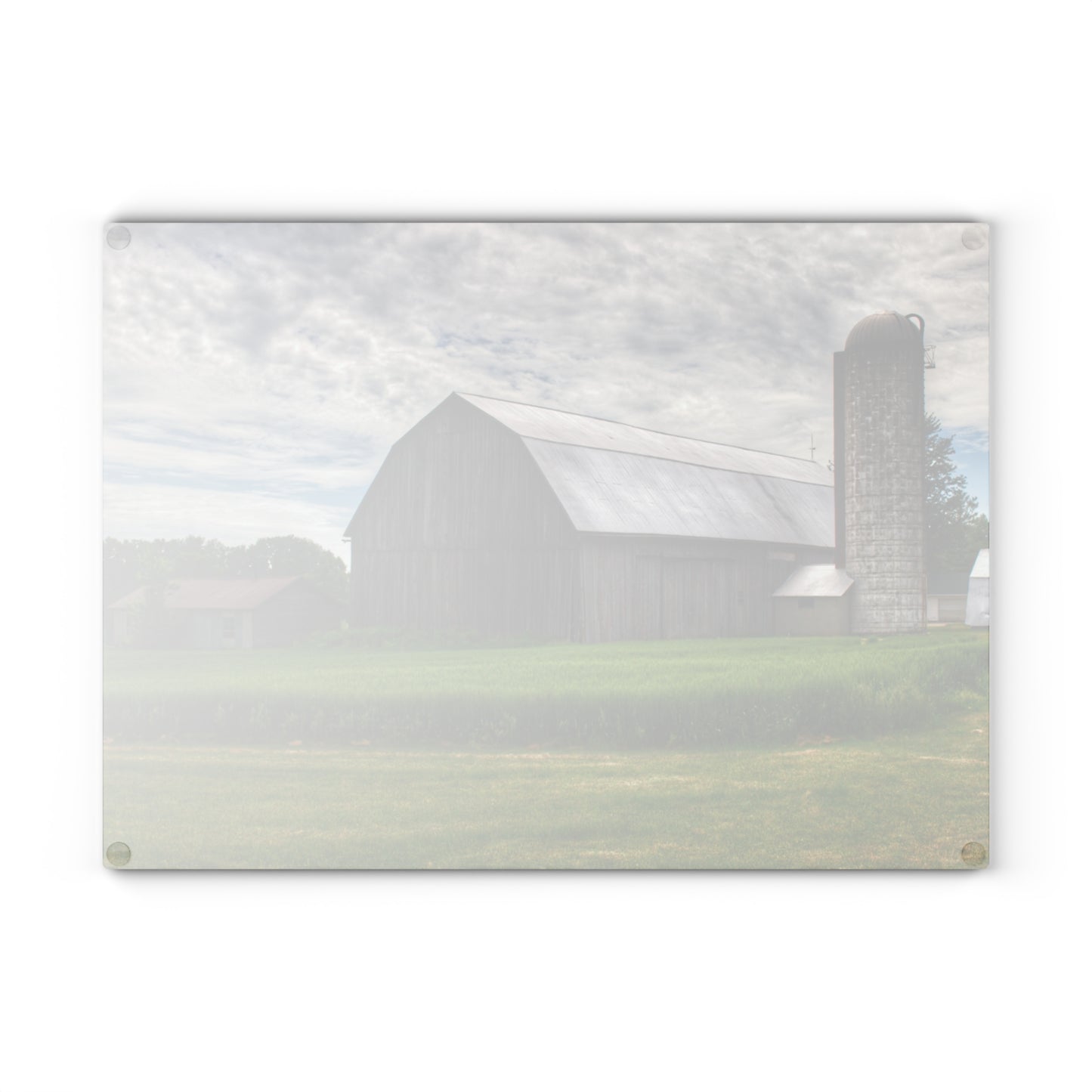 U R There Photography West Tuscola Road Grey Rustic Farmhouse Tempered-Glass Cutting Board