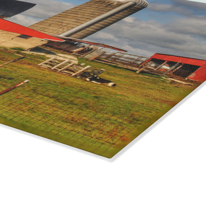 U R There Photography Kingston Checkerboard Farm Rustic Farmhouse Tempered-Glass Cutting Board