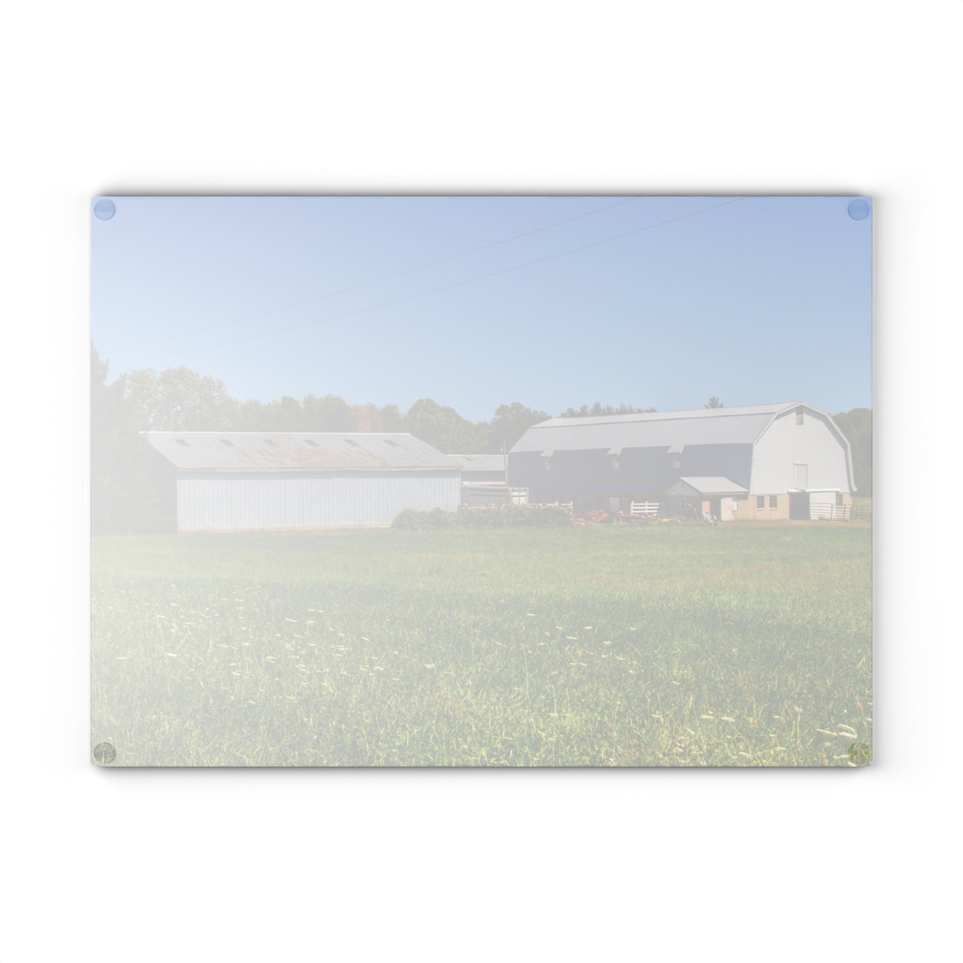 U R There Photography McPherson Greys Rustic Farmhouse Tempered-Glass Cutting Board 11" x 15" Rectangle