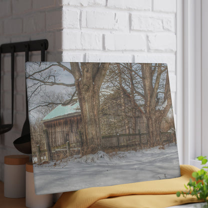 U R There Photography English Road Grey Rustic Farmhouse Tempered-Glass Cutting Board