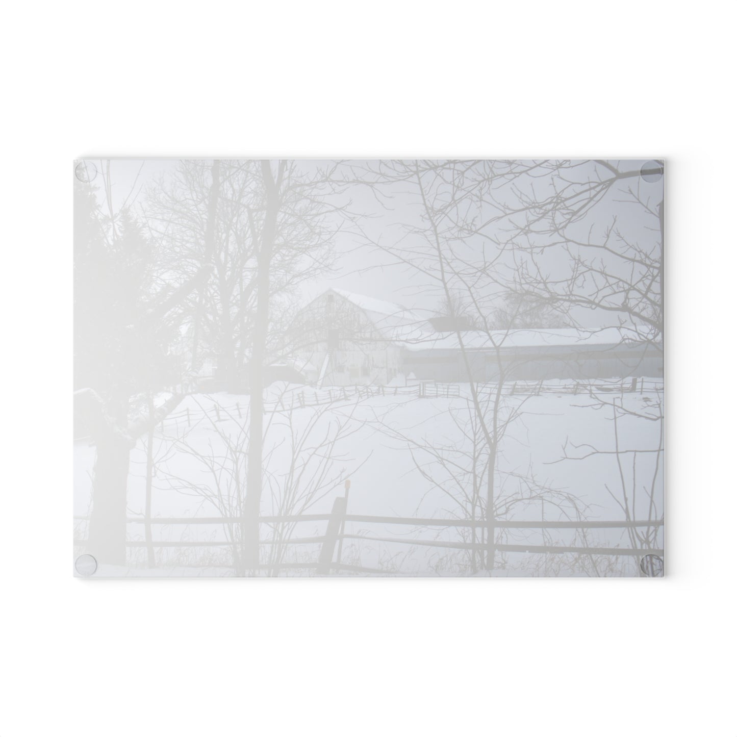 U R There Photography Oakwood Hidden White Rustic Farmhouse Tempered-Glass Cutting Board