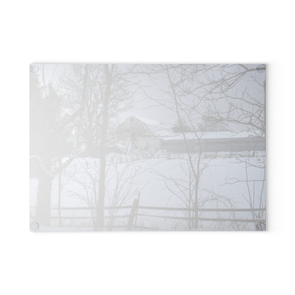 U R There Photography Oakwood Hidden White Rustic Farmhouse Tempered-Glass Cutting Board