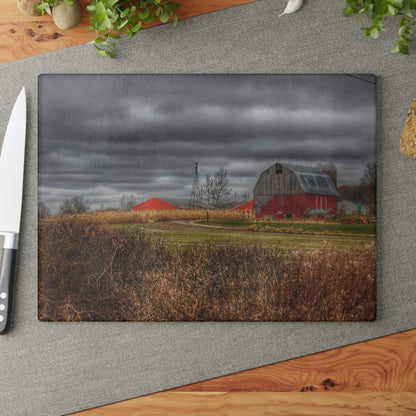 U R There Photography Slattery Road Grey Rustic Farmhouse Tempered-Glass Cutting Board