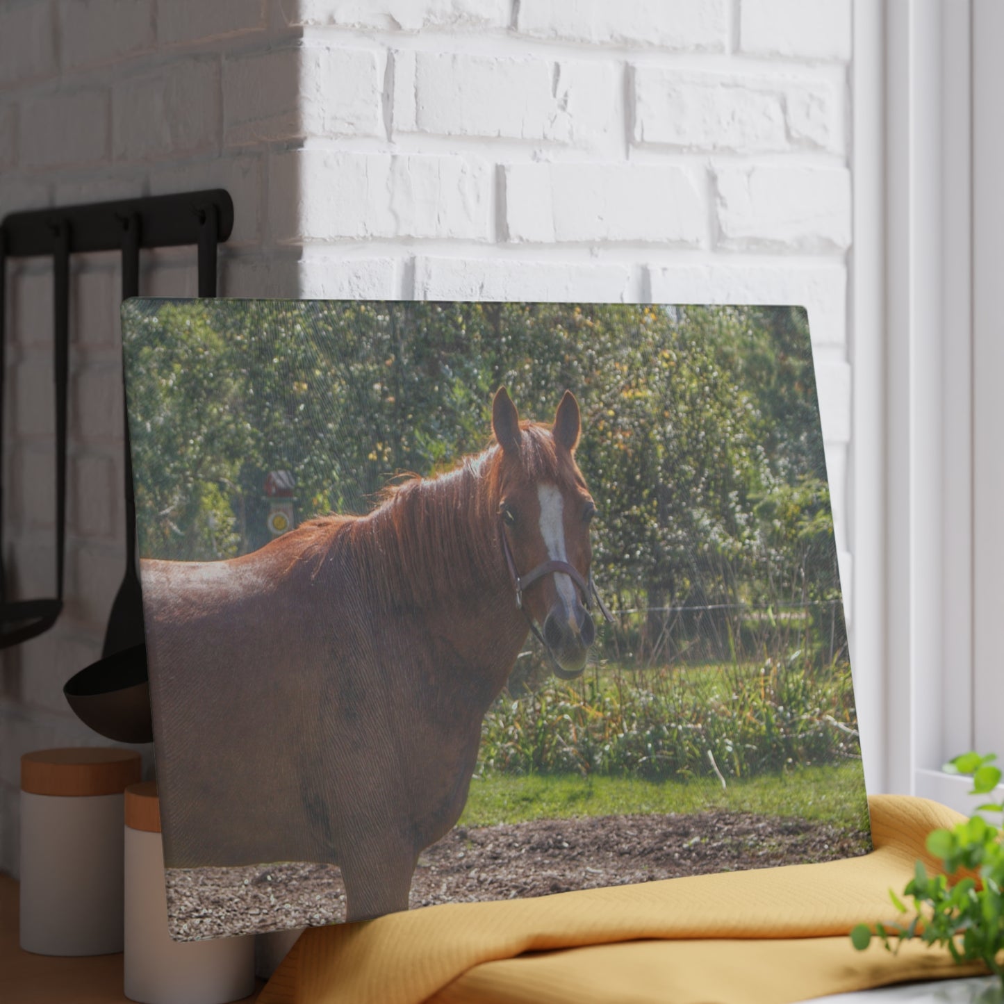 U R There Photography Froede Road Chestnut Brown Rustic Farmhouse Tempered-Glass Cutting Board