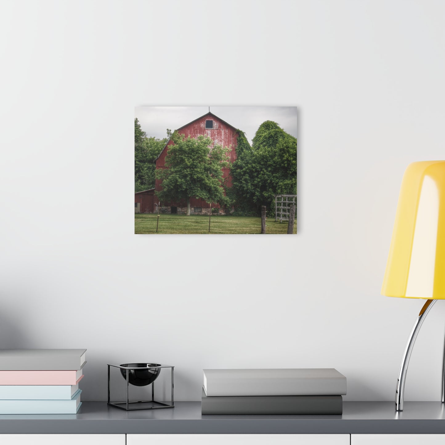 U R There Photography Otter Lake Road Hidden Red Rustic Farmhouse Acrylic Wall Print