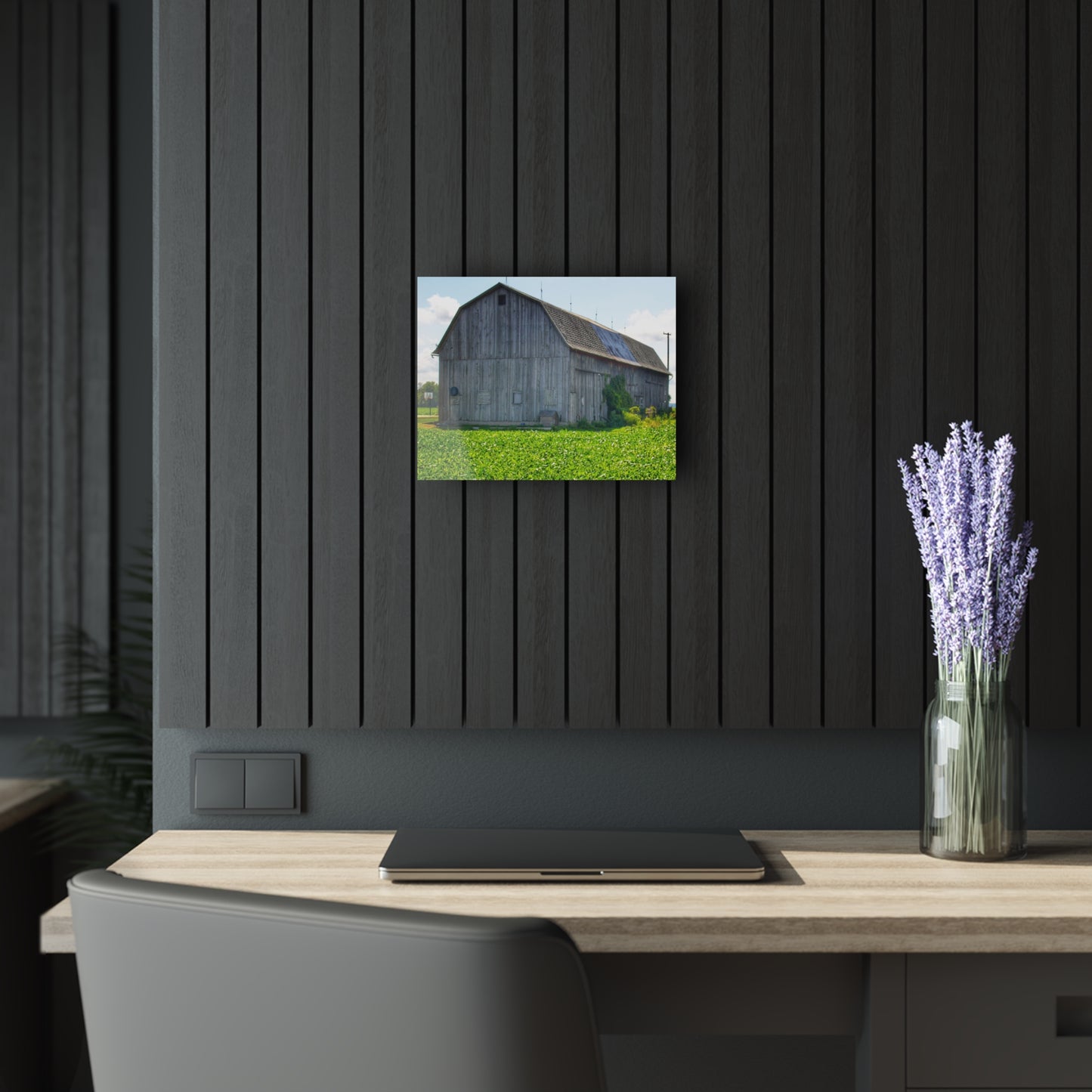 U R There Photography Morning Roadside Grey Rustic Farmhouse Acrylic Wall Print