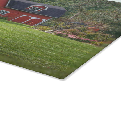 U R There Photography Charming Red Rustic Farmhouse Tempered-Glass Cutting Board