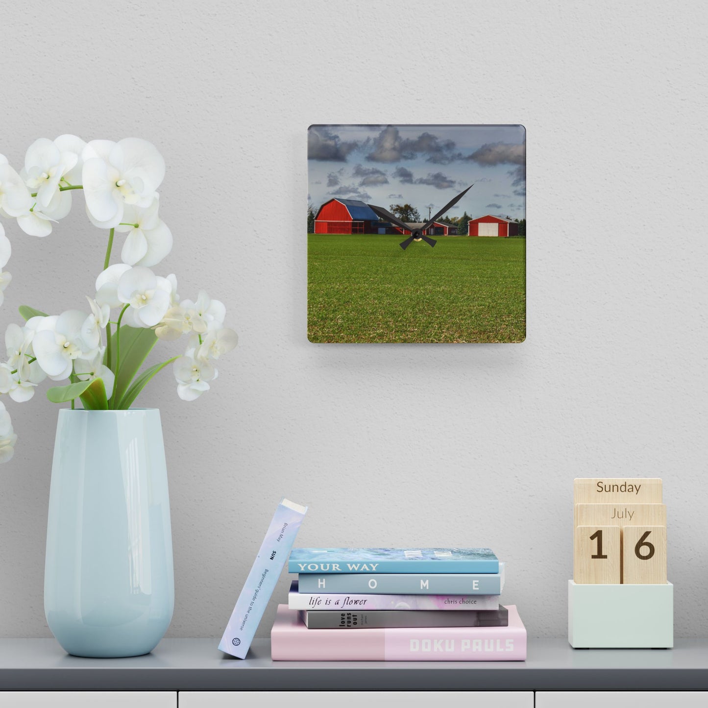 U R There Photography Dehmel Road Farm I Rustic Farmhouse Acrylic Analog Wall Clock
