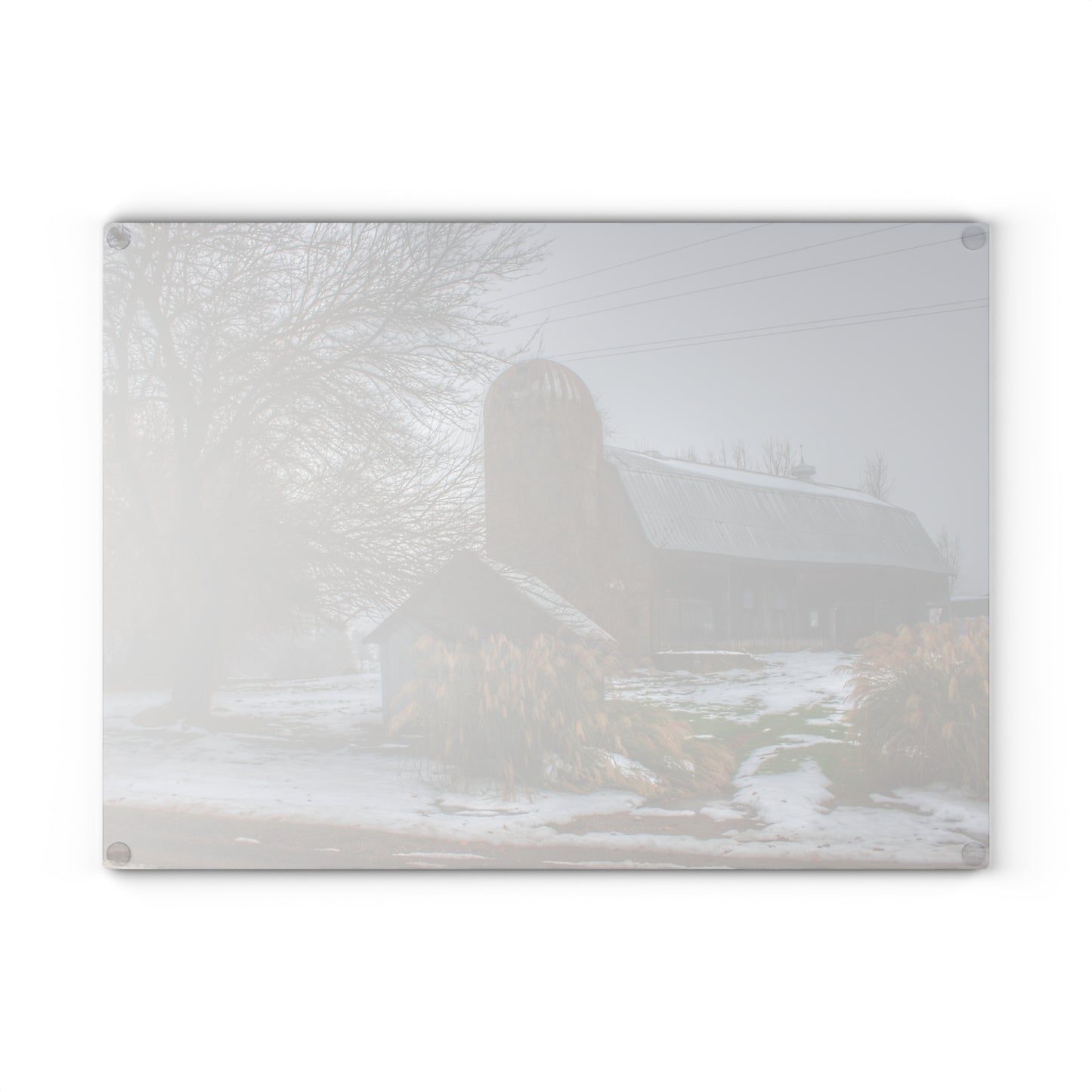 U R There Photography Ludwig Road Greys in the Fog Rustic Farmhouse Tempered-Glass Cutting Board