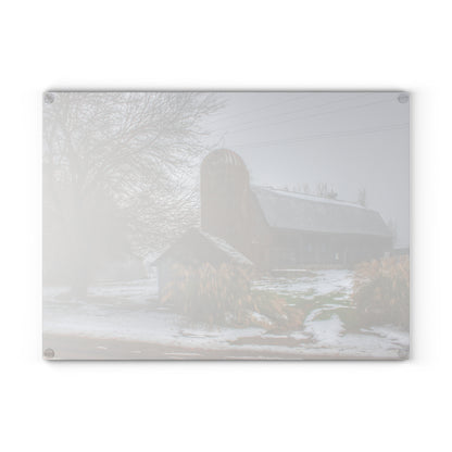 U R There Photography Ludwig Road Greys in the Fog Rustic Farmhouse Tempered-Glass Cutting Board